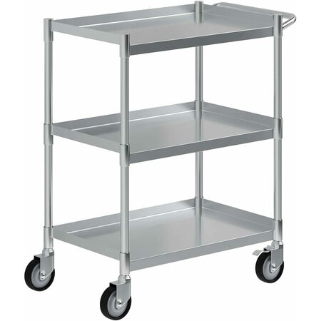 AMGOOD 3 Shelf Stainless Steel Tubular Utility Cart. 15 in. x 24 in. Metal Cart with Handle CART-TUC-1524-Z